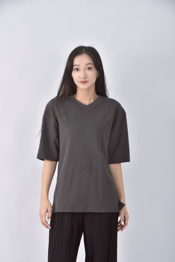 (S) uniqlo質感棉質灰色短袖上衣
