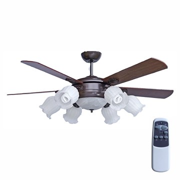 52吋燈盤加高黑銀六燈扇燈  F17-6032A