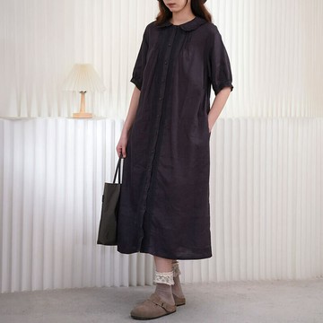 花邊袖壓褶襯衫洋裝416016