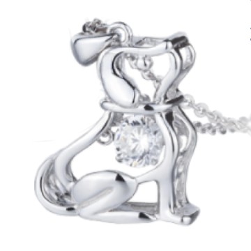 CROSSFOR Dancing Stone系列 懸浮閃動項鍊 日本進口主鑽 小狗造型 925純銀  鍊長40cm + 延長鍊5cm  銀色  1個