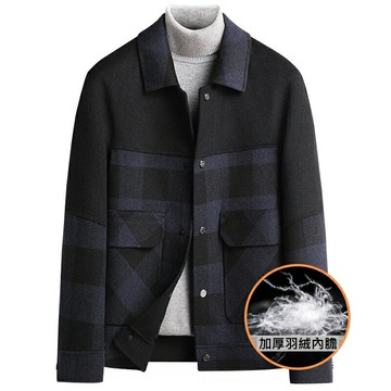 現貨+預購 毛呢外套鴨絨大衣-羊毛雙面呢可拆內膽防寒保暖男外套74df46【獨家進口】【米蘭精品】