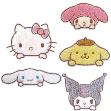 小禮堂 Sanrio 三麗鷗 絨毛造型裝飾貼 (探頭款) Kitty 美樂蒂 酷洛米 布丁狗 大耳狗