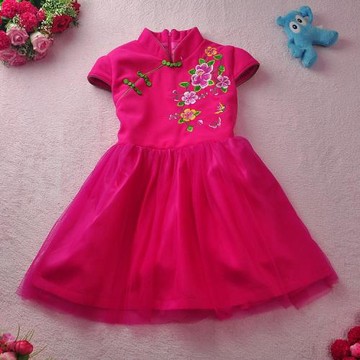秋冬紗裙呢子繡花表演禮服女童裝