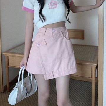 大碼牛仔短裙女秋季a字半身裙子設計感炸街顯瘦辣妹高腰裙褲ins潮