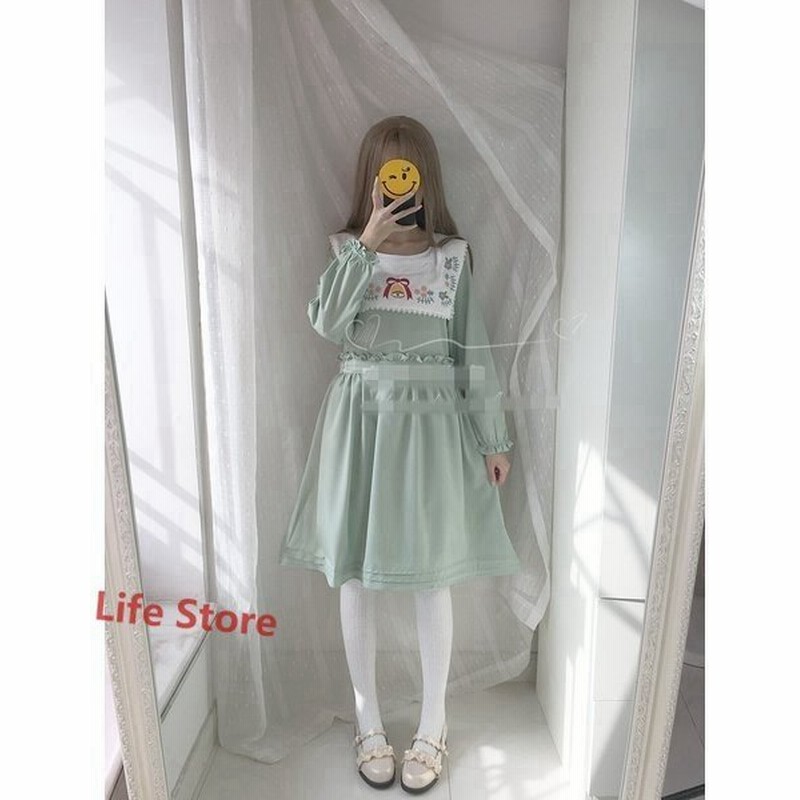 レディースマリンセーラー長袖ワンピース学生服セーラー襟セーラーワンピ学院風シャツワンピ夏ロリータ森ガール海軍風可愛い 通販 Lineポイント最大get Lineショッピング