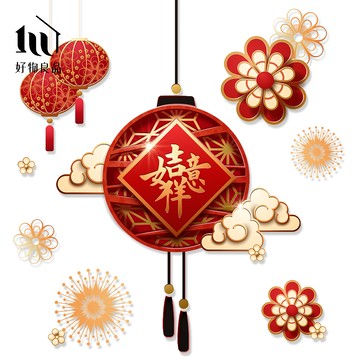 【好物良品】燈籠款《吉祥如意》新春過年節慶玻璃門窗靜電窗貼