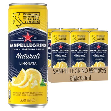 SANPELLEGRINO 聖沛黎洛 氣泡水果飲料 檸檬口味  330ml  6個