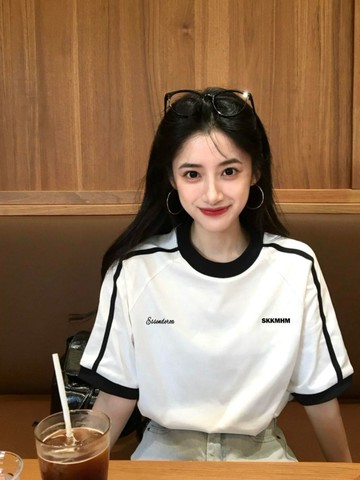 100%純棉韓系流行圓領短袖t卹男女夏季爆款寬鬆日韓學生情侶上衣 JF
