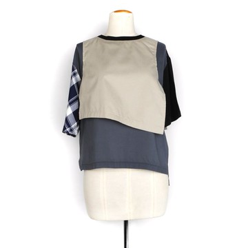 黑綠 - 雙層拼布配色T #U1090