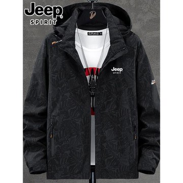 JEEP吉普沖鋒衣外套男士春秋2025新款春季迷彩工裝春裝上衣服夾克