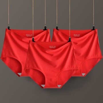 大碼紅色內褲女200斤胖mm本命年龍高腰無痕冰絲收腹胖媽媽一片式