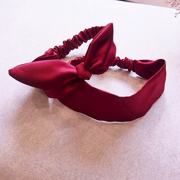 暗紅色 寬版髮箍 蝴蝶結髮箍 新娘髮帶