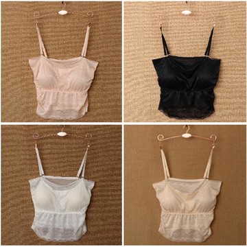 外貿外單抹胸裹胸防走光蕾絲帶胸墊15063