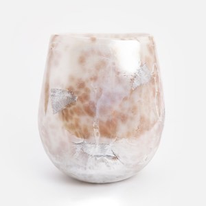 查莉金屬感玻璃花器23cm 珍珠白