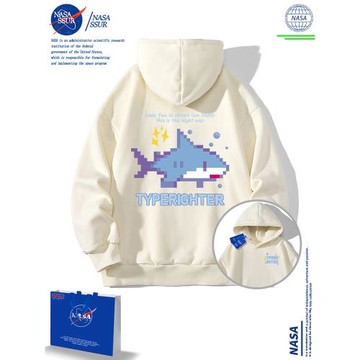 NASA聯名像素風連帽衛衣女秋冬2025新款外套學生寬松慵懶風上衣男
