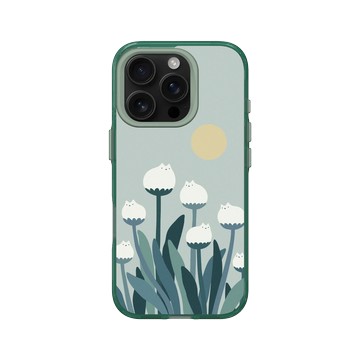 iPhone 16 Pro Clear 憂墨綠 - ilovedoodle (Lim Heng Swee) - White Cat Flowers - 白貓花朵