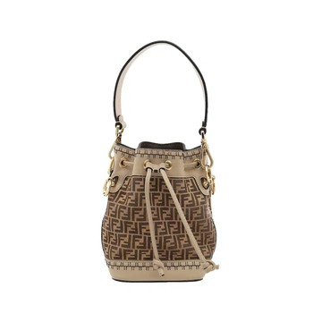 FENDI 8BS010 MONTREJO 迷你皮革縫線水桶包斜背包