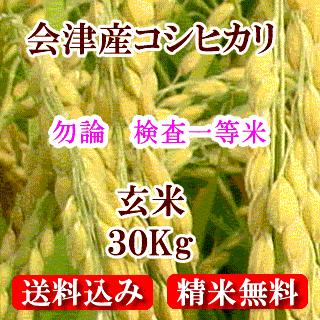 令和５年 福島県会津産コシヒカリ 玄米30kg（精米無料）