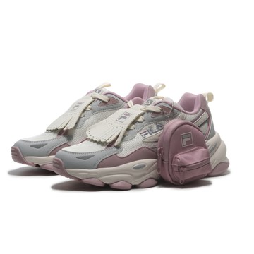FILA 休閒鞋 米灰粉 流蘇 小背包 老爹鞋 女 5J318Y754