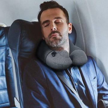 瑞士Travelmall 3D 專利按壓式充氣頸枕 - 灰黑色