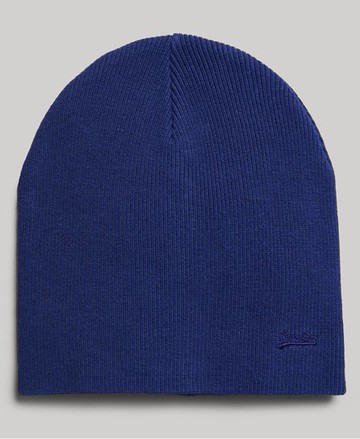 Superdry Men's Men's Organic Cotton Orange Label Vintage Logo Beanie Blue / Bright Blue Grit - Size: 1SIZE