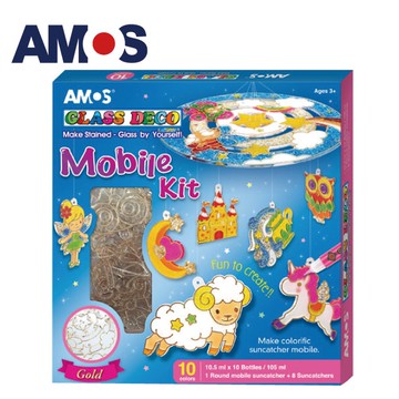 【AMOS 阿摩司】10色創意風鈴主題玻璃彩繪膠 兒童玻璃彩繪 兒童玩具 繪畫玩具(台灣總代理公司貨)