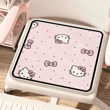 臺灣現/🎀坐墊 棉麻 冰絲坐墊可愛KT貓天鵝絨卡通坐墊辦公室久坐椅墊學生宿舍屁墊家用餐椅墊子