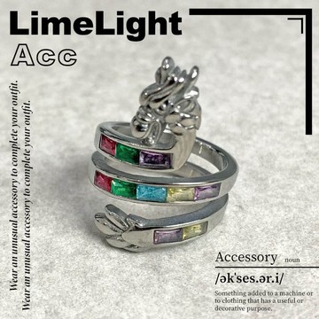 ☆LimeLight☆ 龍年 龍 生效 寶石 七彩 彩鑽 鋯石 飾品 鈦鋼 戒指 27