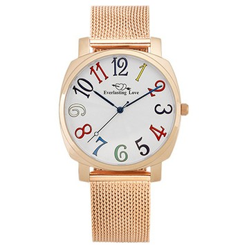 Everlasting Love 天長地久 幻彩情人錶 婚禮 定情 (玫殻/米蘭帶/28mm)