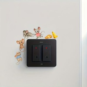 【MR.ZAKKA】創意壁貼-動物主題 可愛小老鼠搬起司 兒童房布置 DIY可移式壁貼 無痕壁貼 牆貼