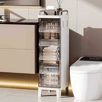 Mr.box 25面寬-摺疊式細缝收纳櫃(單層+2隔板)-透黑面板