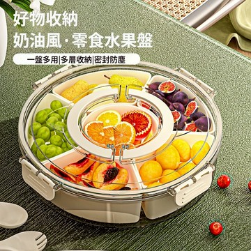 台中現貨 24H出貨 零食盤 旋轉水果盤 六分格水果盤 簡約水果盤 密封防潮乾果盤 零食糖果盤 便攜式家用圓形帶蓋零食盒