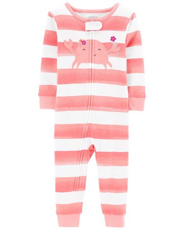 Toddler 1-Piece Crab 100% Snug Fit Cotton Footless PJs