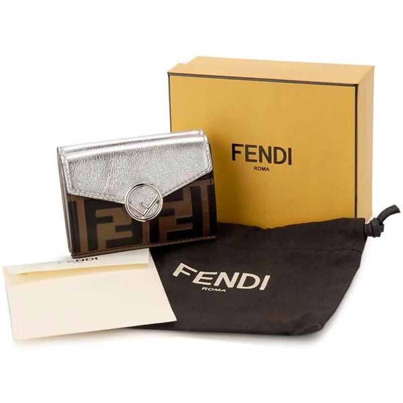 FENDI フェンディ 三つ折り財布 レディース ブラウン ズッカ柄 8M0395