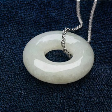 白翡翡翠甜甜圈項鍊 | 天然緬甸玉翡翠A貨 | 送禮