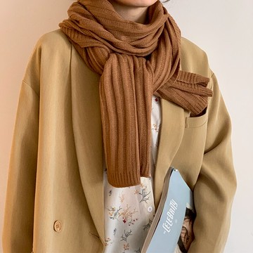 毛線長款圍巾女秋冬韓版百搭學生日系可愛少女ins潮針織保暖圍脖1入