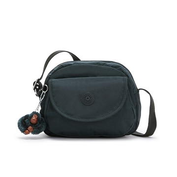 『貝殼包』沉穩素面藍翻蓋側背小包-STELMA