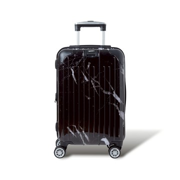 【Alldma鷗德馬】20吋大理石紋拉鏈登機箱S4-黑大理石(贈保護套C2+B2棋盤束帶)