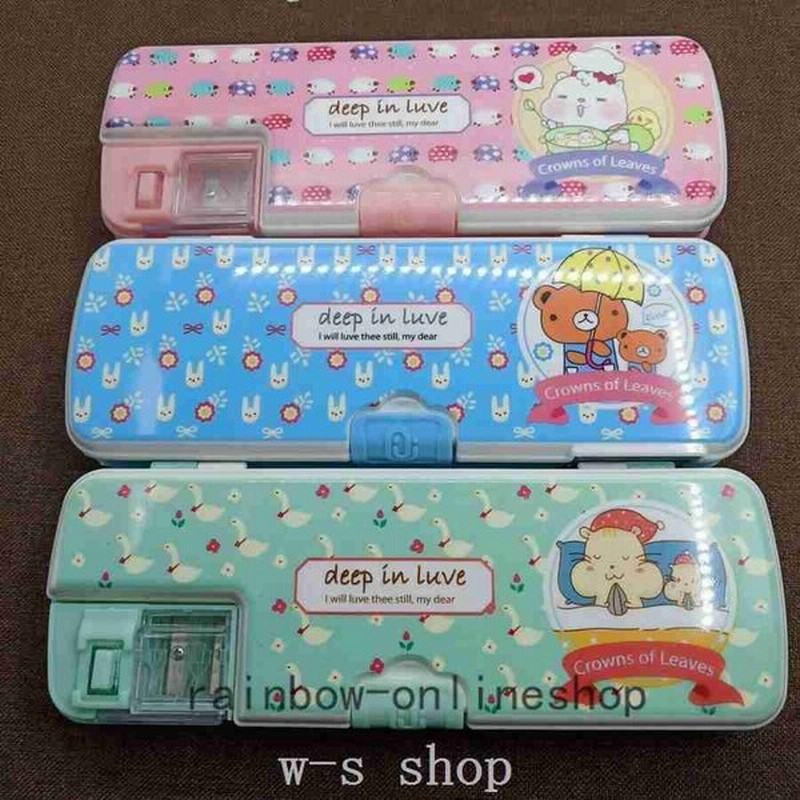 かわいい漫画の小学生の文房具箱 ロールナイフ付きの多機能環境保護子供用プラスチック製筆箱 両面オープン筆箱 通販 Lineポイント最大get Lineショッピング