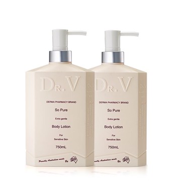【澳洲Dr. V】專業級配方-純淨溫和身體乳液(2入組 750ml/瓶)