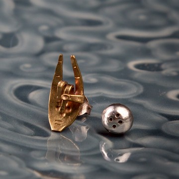 【快速出貨】【佛手敬包】手工S925銀黃銅耳釘(單支販售)