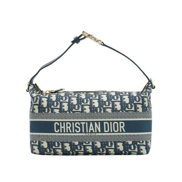 Dior 展示品 Travel Nomad Oblique 緹花布中型手拿包(藍)