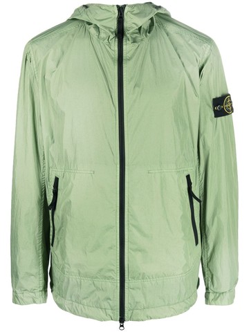 Stone Island - logo-patch zip-up bomber jacket - men - Polyurethane Resin/Polyamide - XXL - Green