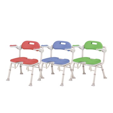 安壽 收合可站立洗澡椅 U型開口 紅色/藍色/綠色 (單個)【杏一】