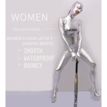 光面涂膠緊身全包衣歐美性感拉鏈彈力連體塑身衣乳膠氨舞臺演出服