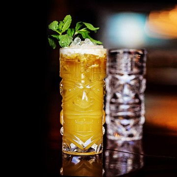 加厚鬼臉卡魯玻璃杯夏威夷提基雞尾酒杯圖騰果汁飲料杯酒吧Tiki杯