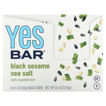 Yes Bar, 零食棒，黑芝麻海鹽味，6 根，每根 1.4 盎司（40 克）