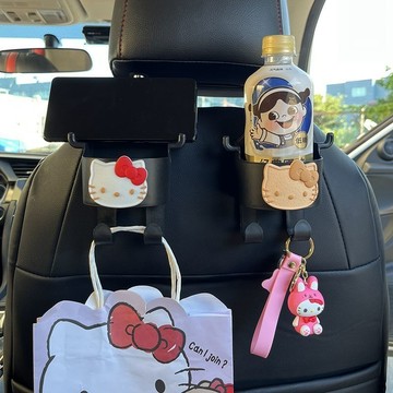 好貨關注🔱HelloKitty車用掛鉤椅背汽車座椅卡通收納盒汽車多功能可愛後排置物水杯用品