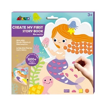 AVEnIR 馬賽克貼紙故事書 - 600+發泡貼紙 適用年齡：3歲以上  1本  美人魚 多色