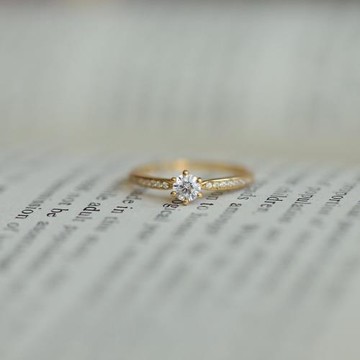 經典款六爪鉆戒S925銀鍍14K金戒指鋯石婚戒疊戴輕奢百搭禮物